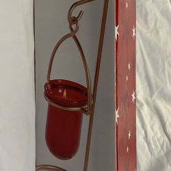 Red Hanging Votive Home Decoration On Gold Stand
