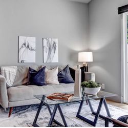 Mid Century Modern Light Grey Living Room Sofa 79” Long 