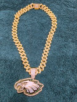 Philadelphia Eagles Iced Out Cuban Link Chain Necklace