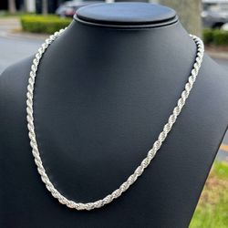 New Jewelry .925 sterling silver Big boy Rope link chain necklace 24.00” 4.80mm