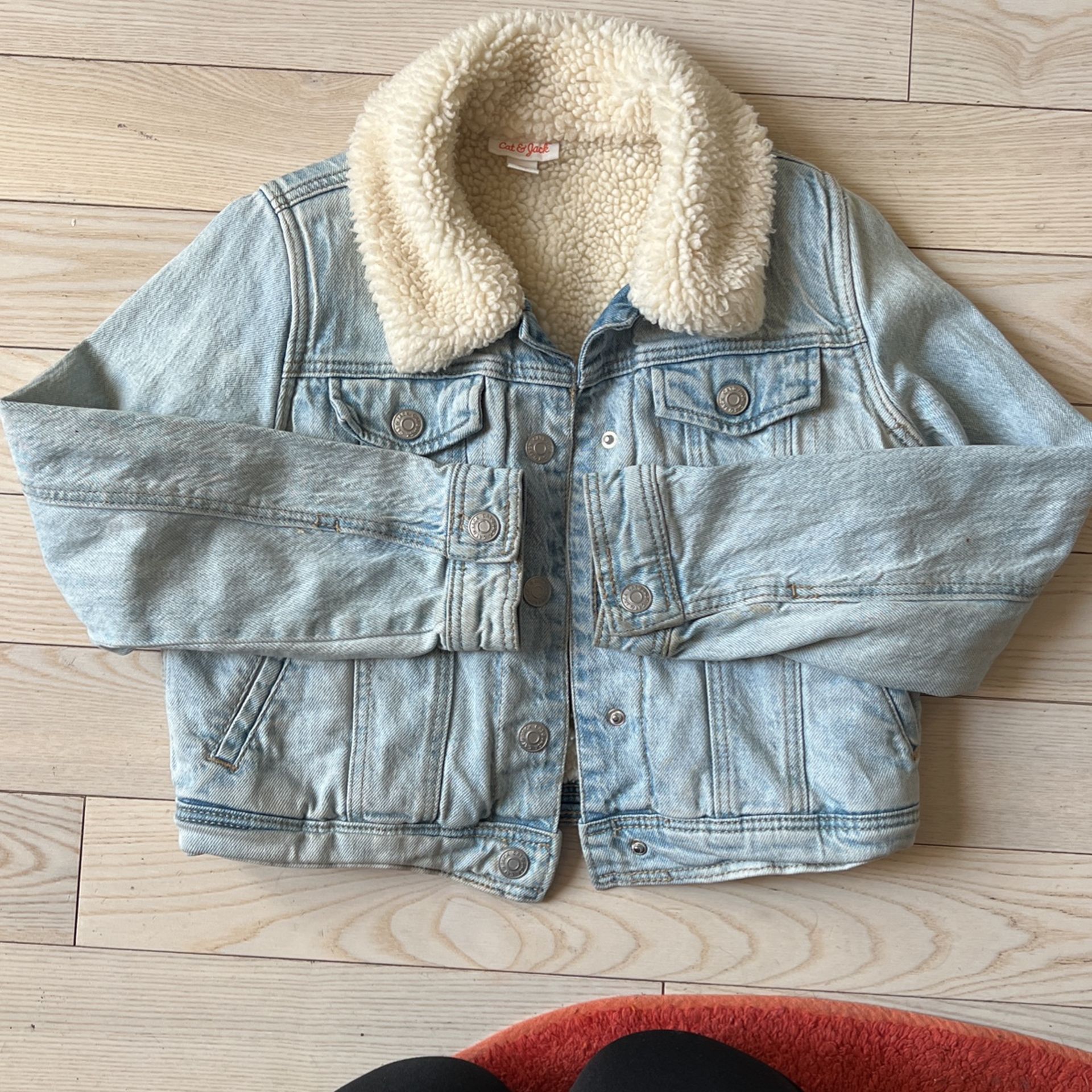 Girls Fur Collar Jean Jacket