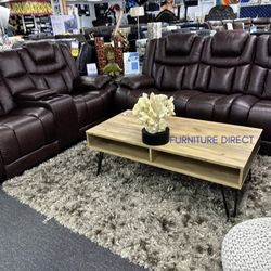 100% Genuine, Leather Sofa, And Loveseat Set Power, Reclining Head And Foot (Buy Now Pay Later)