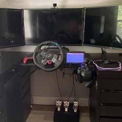 Fully Home And Gaming Computer With Steering Wheel And Shifter Setup ,also has Ir Tracker Kit,