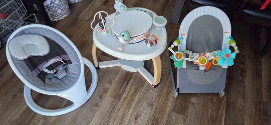Baby swing, bouncer, play table