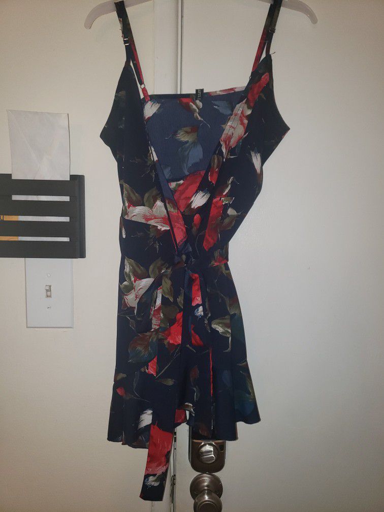 Sexy Dark Blue Dress With Roses Size Small 