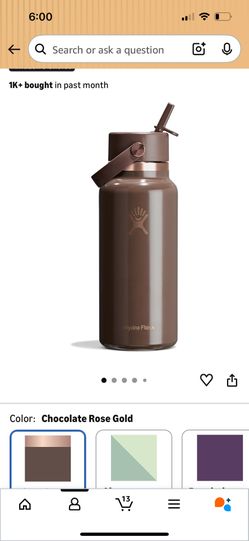 Hydro Flask Water Bottle - Insulated Stainless Steel - Wide Mouth Flex Straw Lid, Non Spill,
