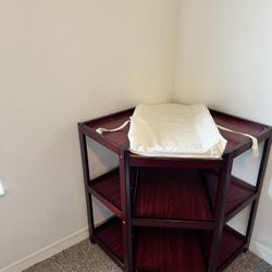 Corner Baby Changing Table with Shelves