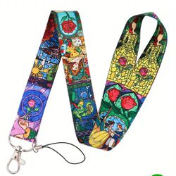 Brand New Beauty and the Beast Enchanted Rose Lanyard Keychain 