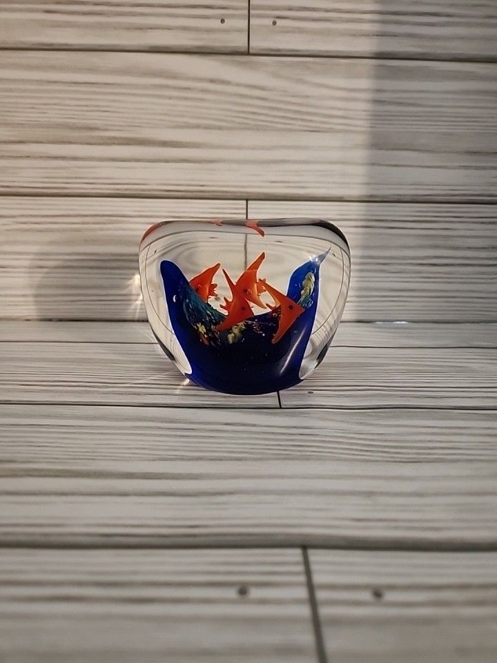 Murano Paperweight School Of Fish