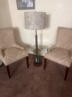 Pier 1 import chairs with lamp