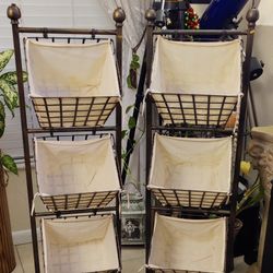 3 - TIER STAND / METAL AND CLOTH ORGANIZER RACK 