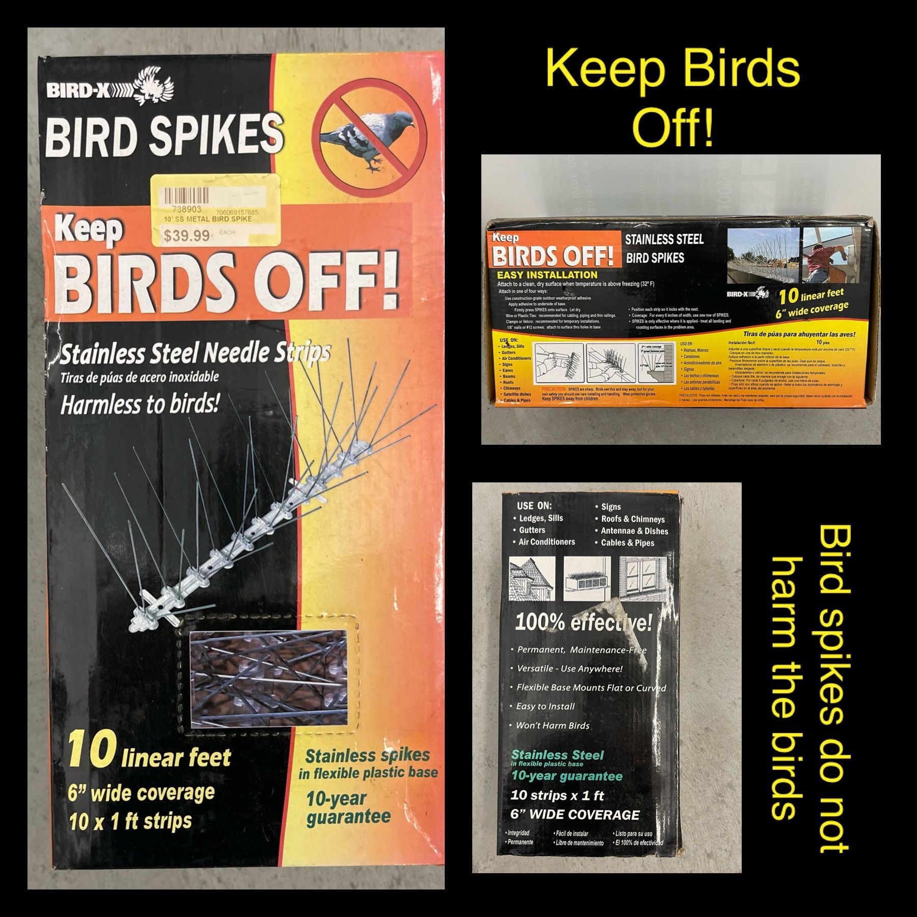 Bird Spikes 🦅 - Keep Birds Off! New In Box 📦