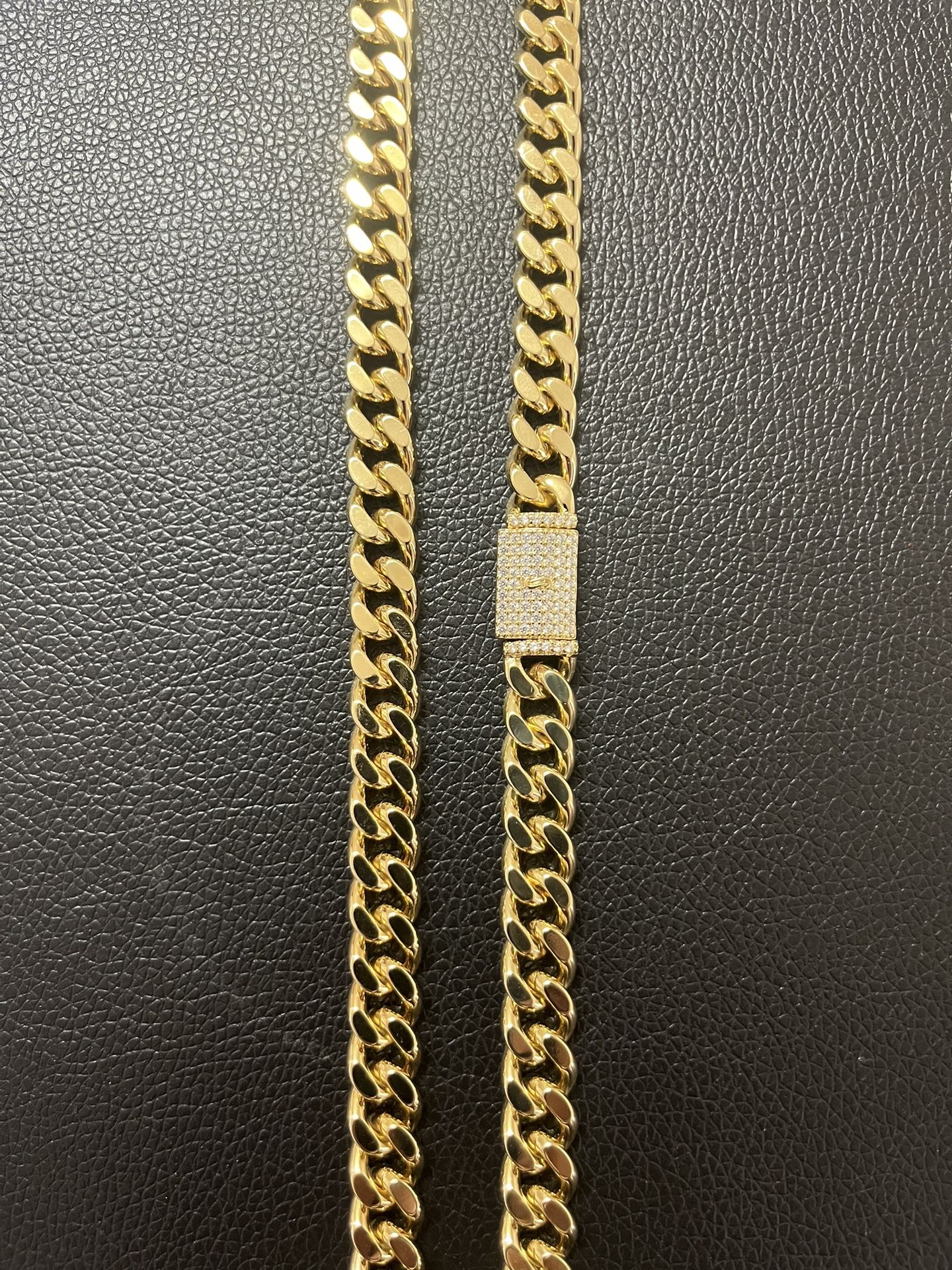 14 K Gold Plated Cuban Link Chain.
