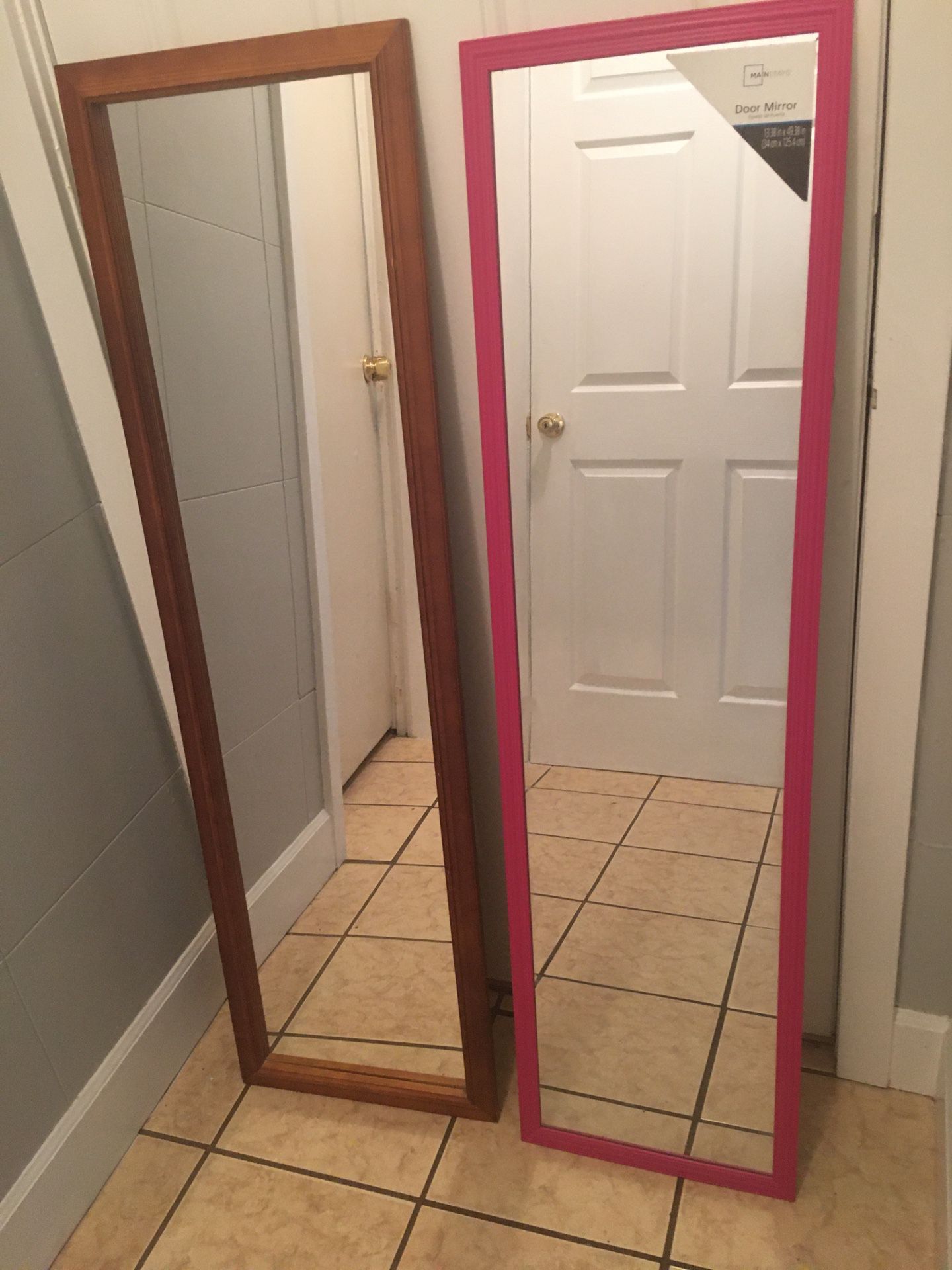 Wooden door mirror