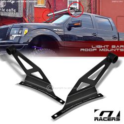 Blk Roof Pillar Mount Brackets For 50" Straight Led Light Bar Frc 2004-2014 Ford F150