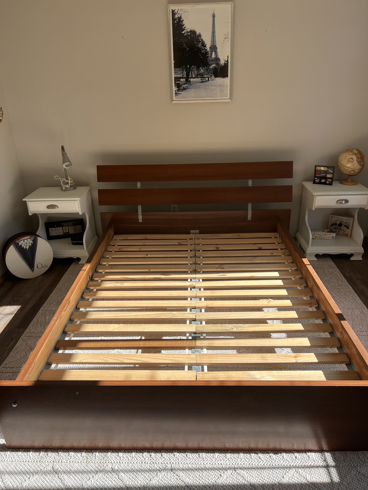 Queen Bed Frame - IKEA With Upgraded Real Wood Sides