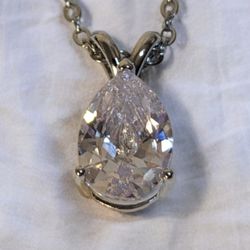 Teardrop Shaped Zircon Pendant Necklace
