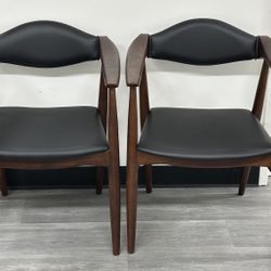 New Kennedy Leather Armchairs New (Set of 2) - Mid Century Chairs
