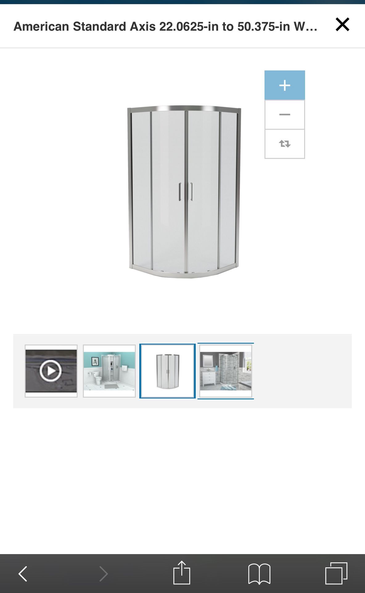 American Standard Axis 22.0625in to 50.375in W Silver Curved Shower