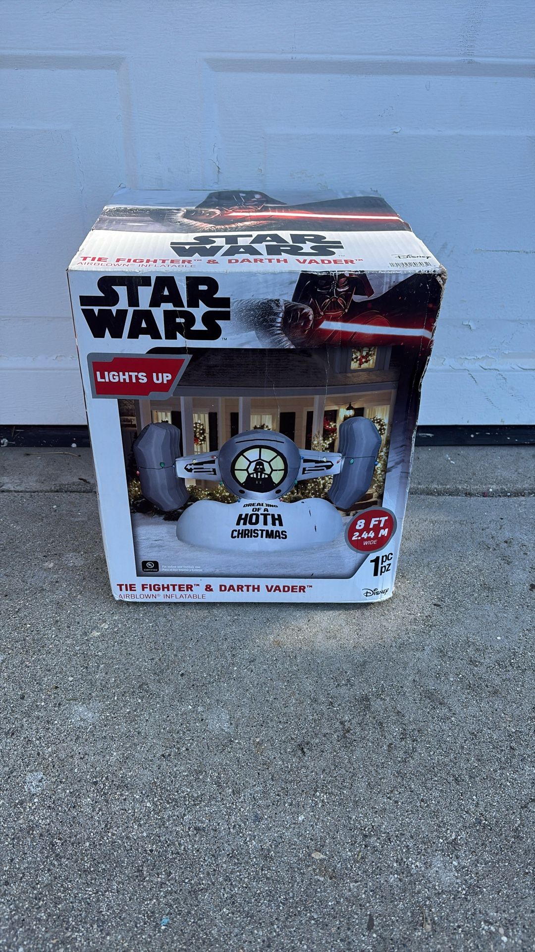 8 Ft STAR WARS TIE FIGHTER W DARTH VADER Christmas Lighted Yard Inflatable