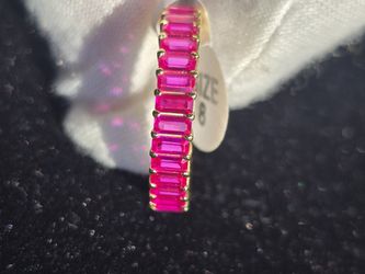 Gold Plated Sterling Silver 925 Ruby Red Eternity Ring