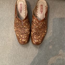 Women’s Leather Low Heel Wedges