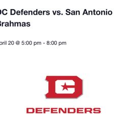 4 Free DC Defenders football Tickets. 