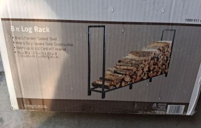 8 ft. Metal Firewood Log Rack with Black Powder-Coated Finish
