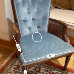 MCM Tiffany Blue Caned Wingback Chair - Vintage