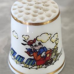 NE The First Disney Characters Porcelain Thimble Collection Goofy Engineer Pluto Train