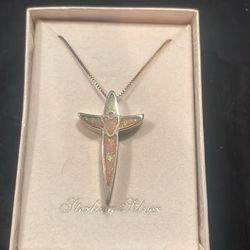 Opal And Silver Cross