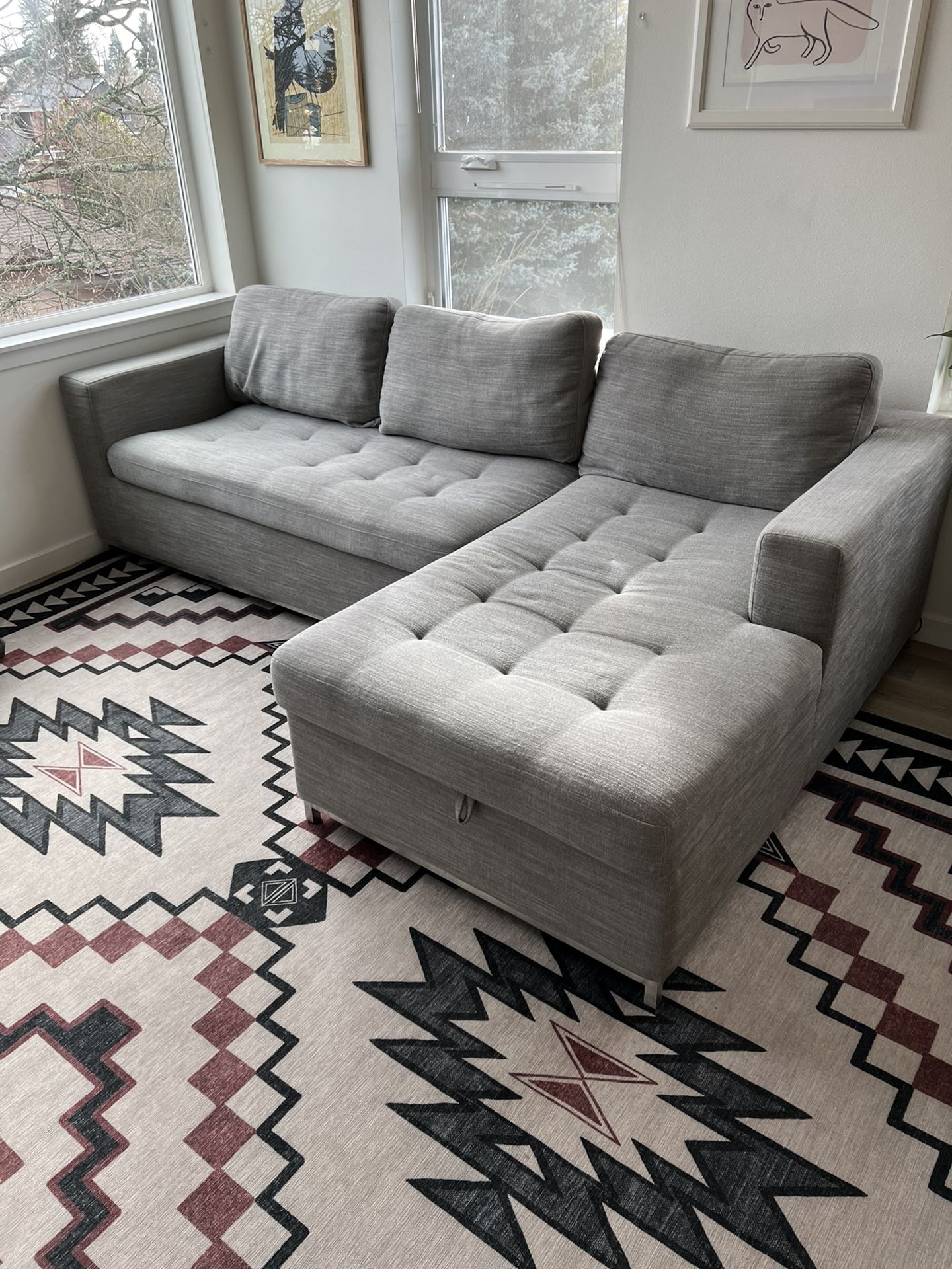 Article Soma Right Sectional Couch Dawn Gray Sleeper Sofa Bed