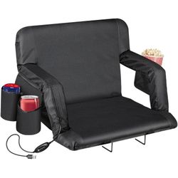 Heated Stadium Seats for Bleachers with Back Support and Wide Cushion Portable Bleacher Seat Foldable Stadium Chair