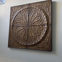 44" Wood Framed Wall Medallion/ Horchow Orig