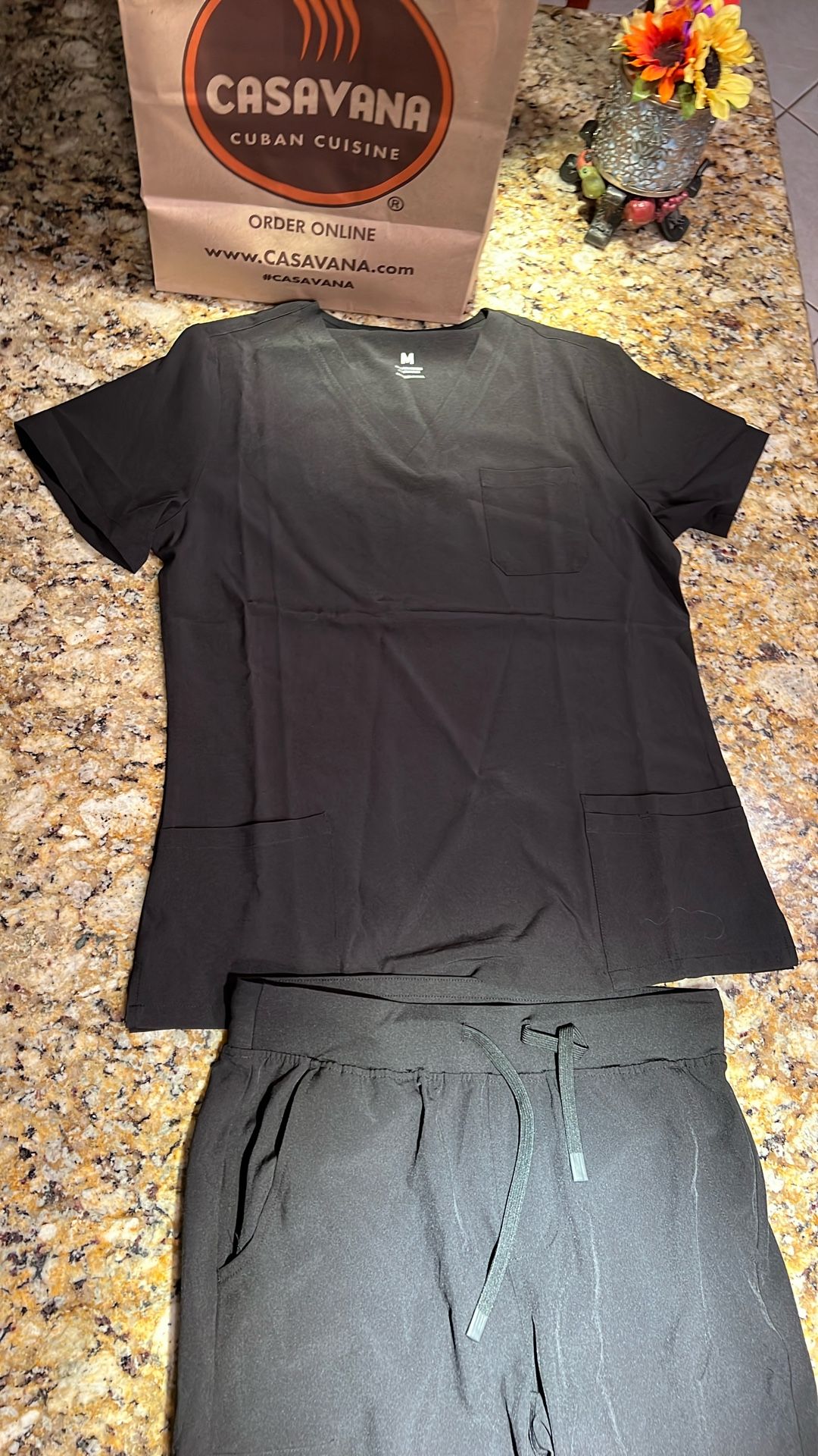 COZYFIT Scrubs for Women Set - MEDIUM- Stretch V-Neck Scrub Top & Jogger Pant with 8 Pockets