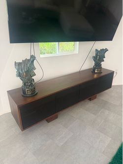 CB2 Martinez 85” Acacia & Bronze Metal Credenza / Media Console