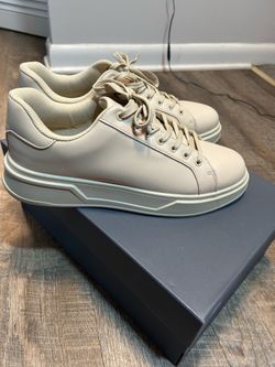 ZARA Monochrome SneakerMen's Beige Lace-Up Low-Top Cushioned PU Upper US 10.5