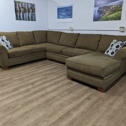 Contemporary Light Brown Fabric Sectional with Chaise