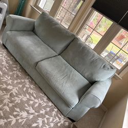 Blue Microfiber Loveseat Pull Out Bed Sleeper Sofa Couch