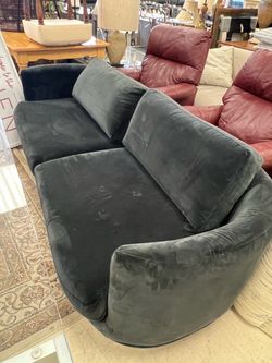 Dark Green Velvet Two-Seat Sofa