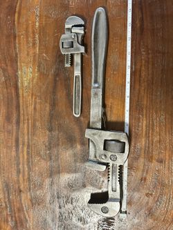 Antique stillson pipe wrench monkey wrench 14” & 8” restored