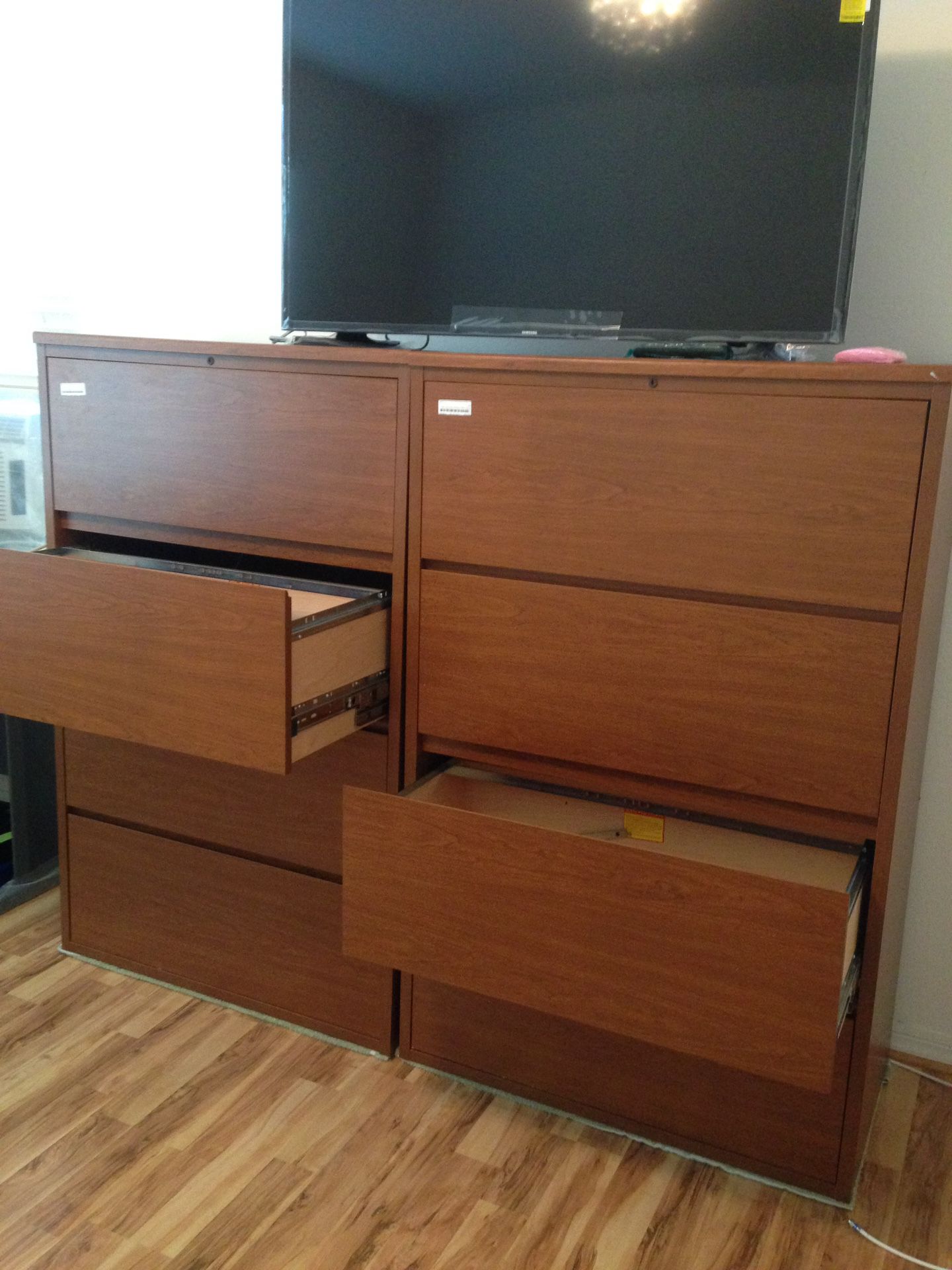 Two (4) Drawer Wooden Lateral File Cabinets 