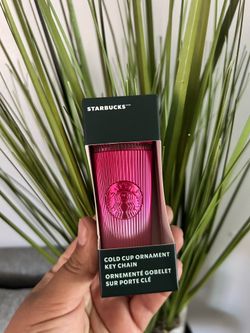 Starbucks 2024 Pleated Pink Ombre Cold Cup Ornament Keychain