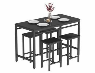 Counter Height Dining Set - Industrial Kitchen Table and Chairs for 4 with Pub Table and Barstools