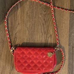 Big Buddha Patton Red Leather Clutch Purse With Strap 