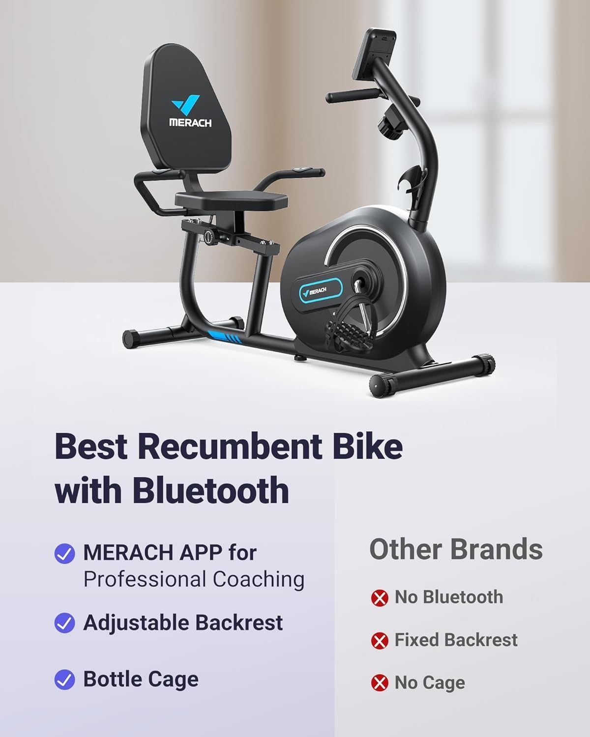 MERACH Recumbent Exercise Bike for Home with Smart Bluetooth and