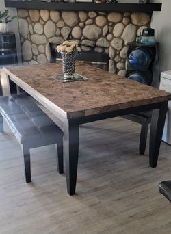 Marble Dinning Table (SOLID ROCK) Brown
