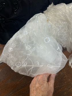 Bridal Embroidered Tulle Fabric Roll with Sequins – White – Make Offer