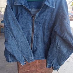 Vintage 90s  denim paisley work all overprint jacket