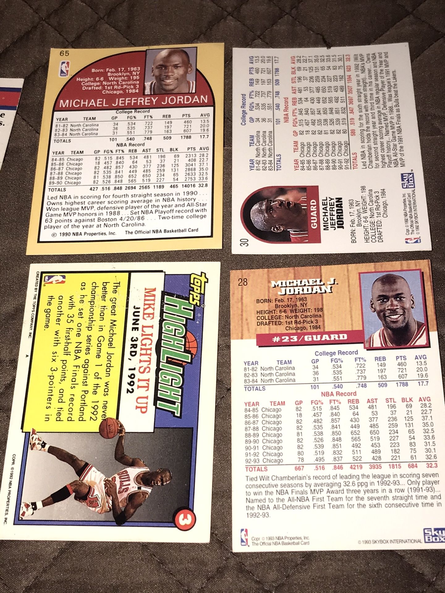 Sports cards collected in good condition.